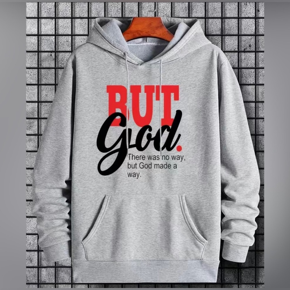 🥳HP🥳 NEW Mens “But God” Hooded Sweatshirt